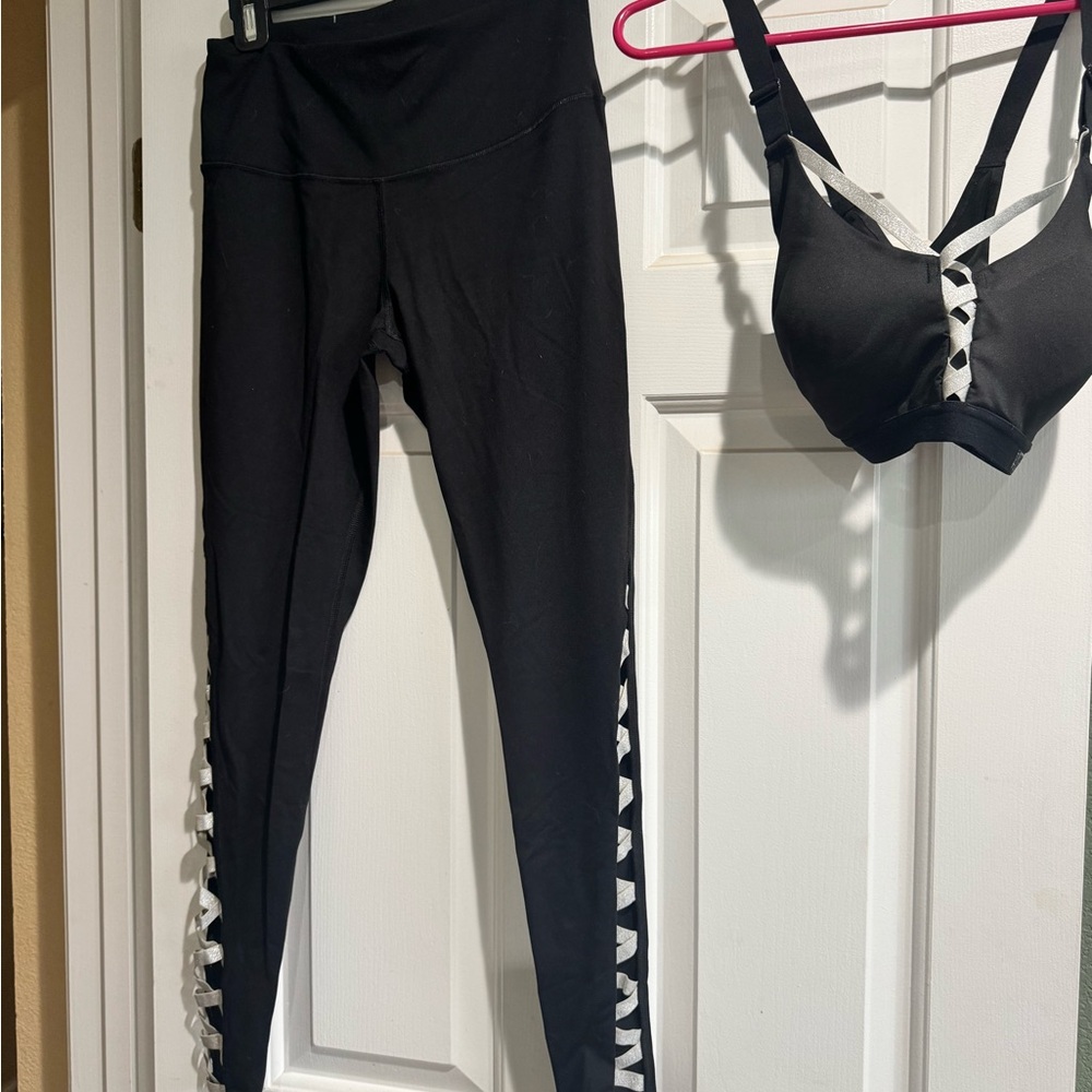 Victoria's Secret Black and Silver workout Set